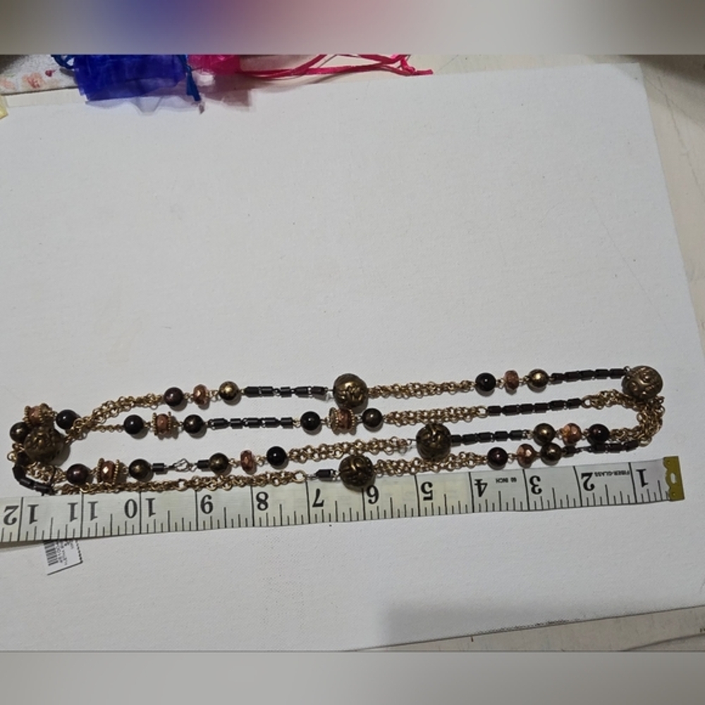 Chico's Antique Gold and Black Ball‎ Multi Strand Long Necklace New! - Picture 8 of 8